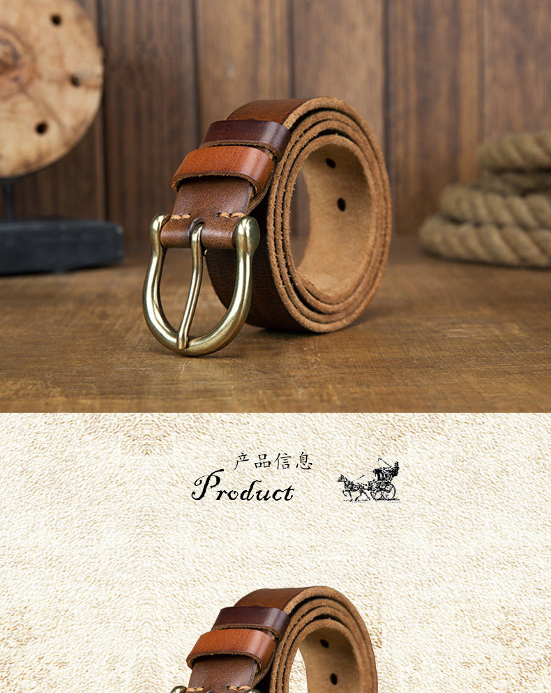 Men's Belt Original Genuine Cowhide Leather Copper Unique Needle Buckle Casual Men's Belt 