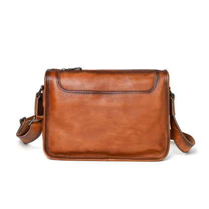 Men's Shoulder Bag Genuine Cowhide Leather Retro Casual Male Crossbody Bag 