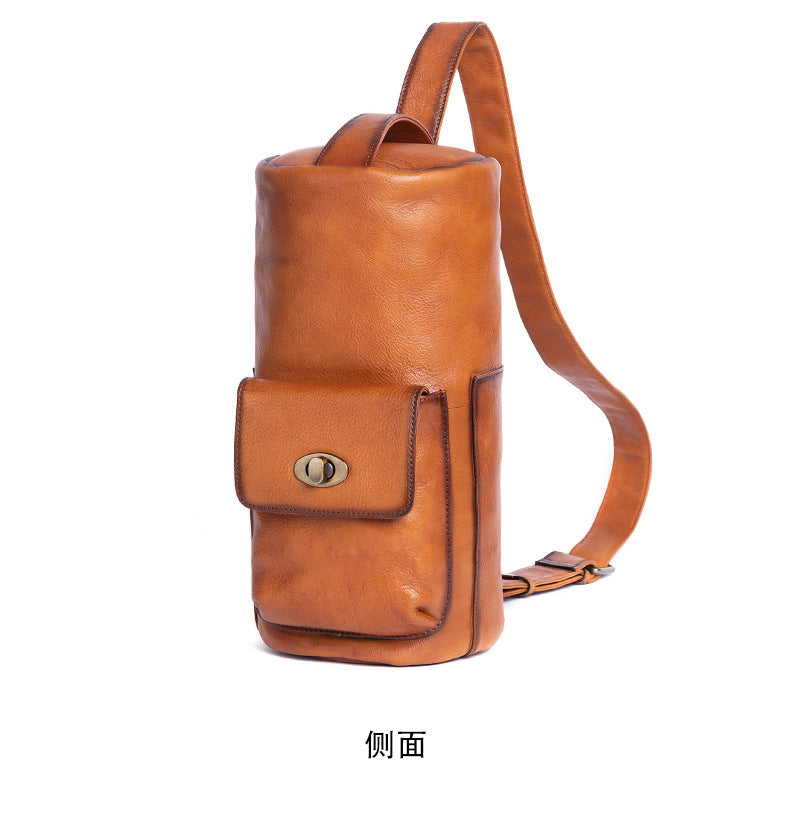 Men's bust bag Genuine cowhide leather retro fashion crossbody bag for men 