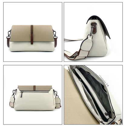 Women's bag Cowhide crossbody bag Genuine leather square bag Single color matching Commuting Shoulder bag that goes with anything. Pochette