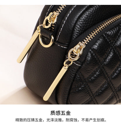 Women's bag fashion plaid diagonal shoulder bag genuine leather chain bag shoulder bag that goes with anything. Pochette