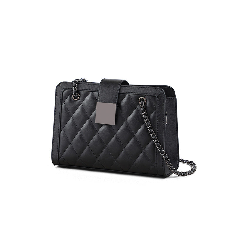 Women's Bag Crossbody Bag Genuine Leather Chain Bag Pouch Stylish Underarm Bag That Goes With Anything Plaid Shoulder Bag.Pochette