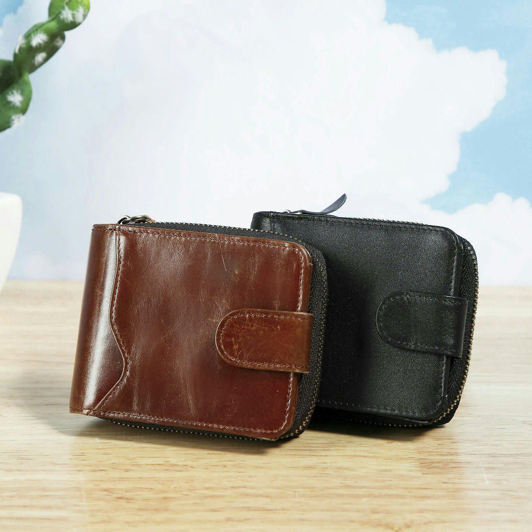 Men's Short Wallet Korean Fashion Multifunctional Zipper Business Coin Card Holder Men's Wallet 