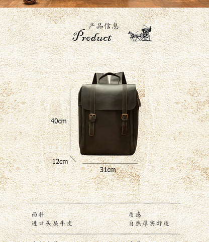 Men's backpack, handmade, quality, large capacity, genuine cowhide leather, fashion travel bag, computer bag 