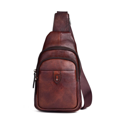 Men's bust bag Genuine cowhide leather casual retro crossbody bag for men 