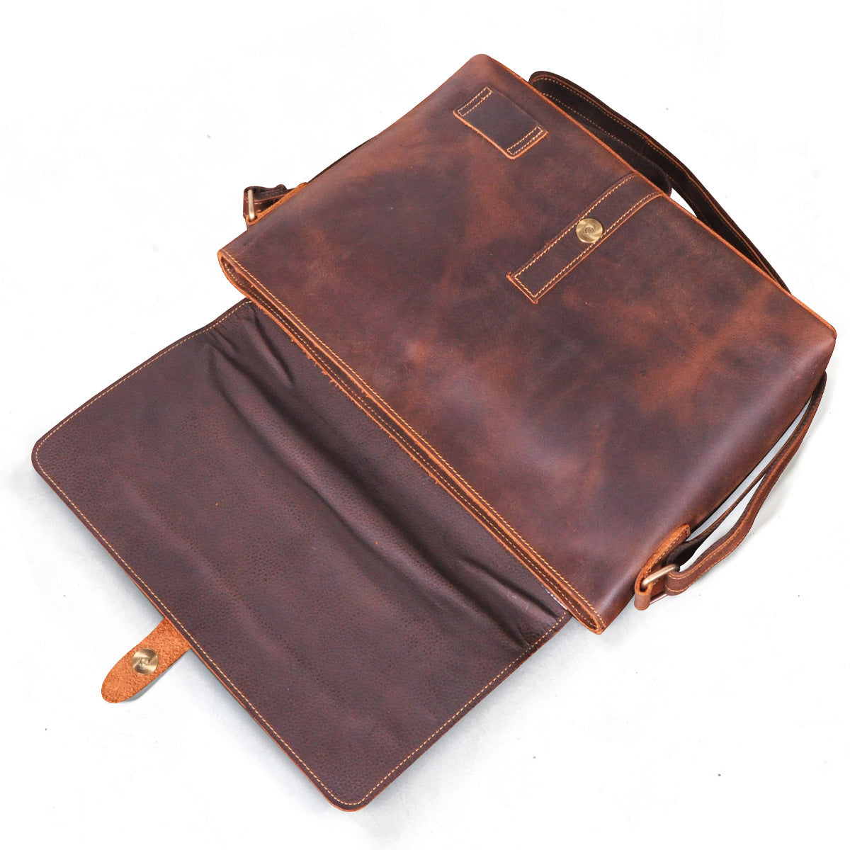 Men's Crossbody Bag Cowhide Genuine Leather Retro Men's Shoulder Bag 