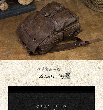 Men's backpack original design handmade cowhide genuine leather Korean fashion casual individuality school style bag for men 