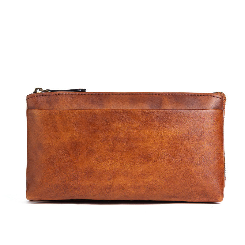 Men's Clutch Bag Genuine Cowhide Leather Retro Casual Men's Bag 