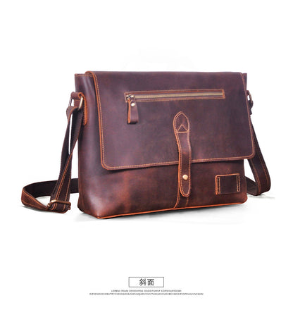 Men's Crossbody Bag Cowhide Genuine Leather Retro Men's Shoulder Bag 