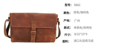 Men's Shoulder Bag Handmade Original Cowhide Casual Messenger Bag Crossbody Bag for Men 