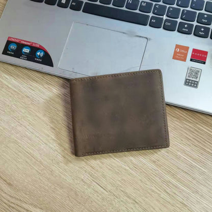 Men's short wallet bifold cowhide retro fashion wallet for men 