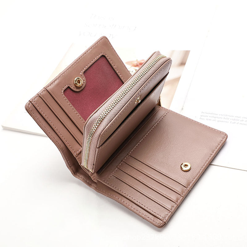 Wallet Women's Wallet Short Coin Purse Mini Wallet Sheep Leather V Check Wallet Trifold Wallet Goes with Anything