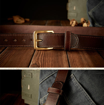 Men's Belt Handmade Cowhide Genuine Leather Needle Buckle Retro Casual Korean Fashion Men's Belt