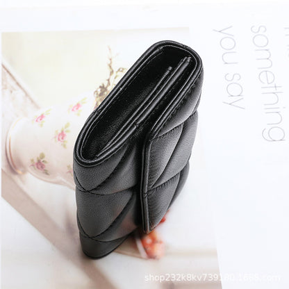 Women's Wallet Sheep Leather Coin Purse Check Women Wallet Mini Clutch Bag High Quality Wallet