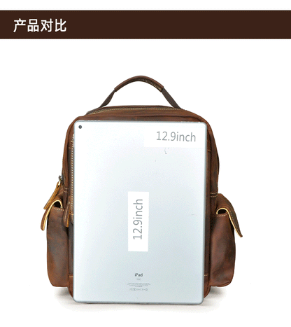 Men's backpack cowhide genuine leather retro outdoor casual male travel bag 