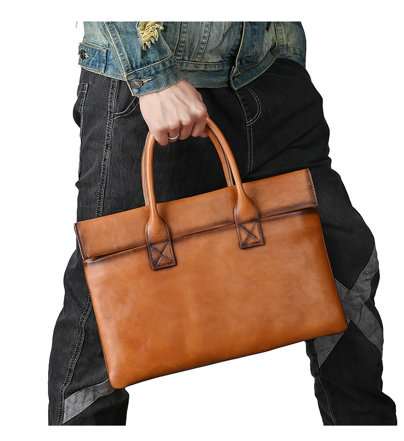 Men's Briefcase Cowhide Genuine Leather Office Bag Men's Handbag 