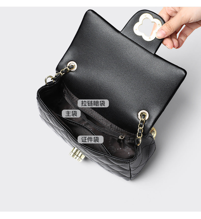 Ladies fashion bag plaid crossbody bag genuine leather chain bag cowhide shoulder bag.Pochette