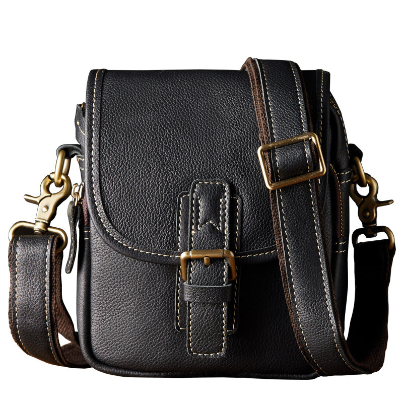 Men's Shoulder Bag Cow Leather Handmade Casual Sports Smartphone Pouch Crossbody Bag for Men 