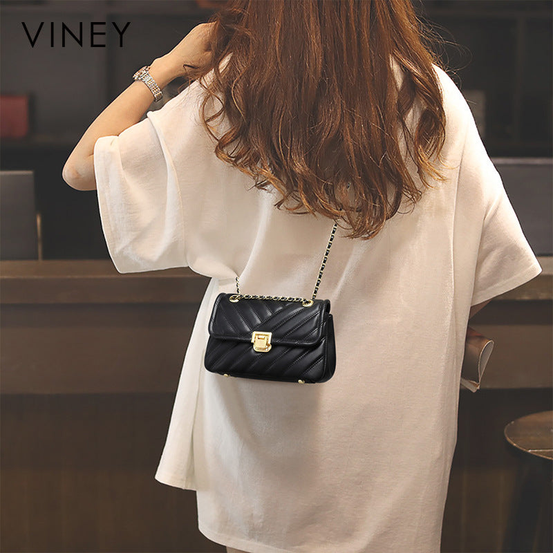 Women's Bag Plaid Chain Bag Genuine Leather Underarm Bag Fashion Crossbody Bag Trendy Shoulder Bag.Pochette