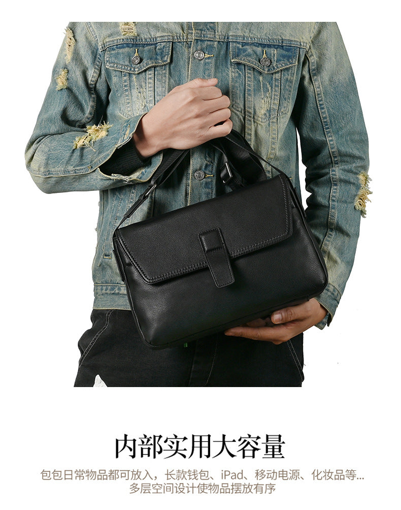 Men's Shoulder Bag Genuine Cowhide Leather Casual Business Men's Crossbody Bag 