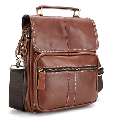 Men's Shoulder Bag Cowhide Genuine Leather Handbag Soft Leather Casual Simple Crossbody Bag for Men 