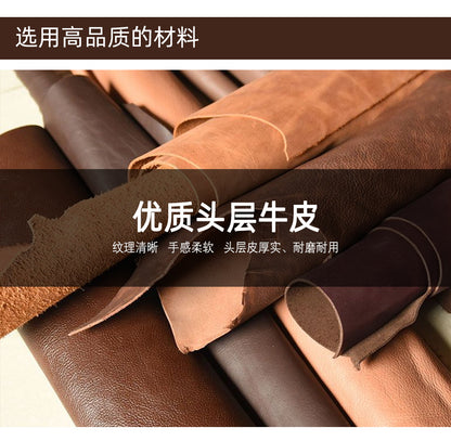 Men's Waist Pouch Cowhide Genuine Leather Simple Fashion Retro Outdoor Men's Bust Bag Shoulder Bag 