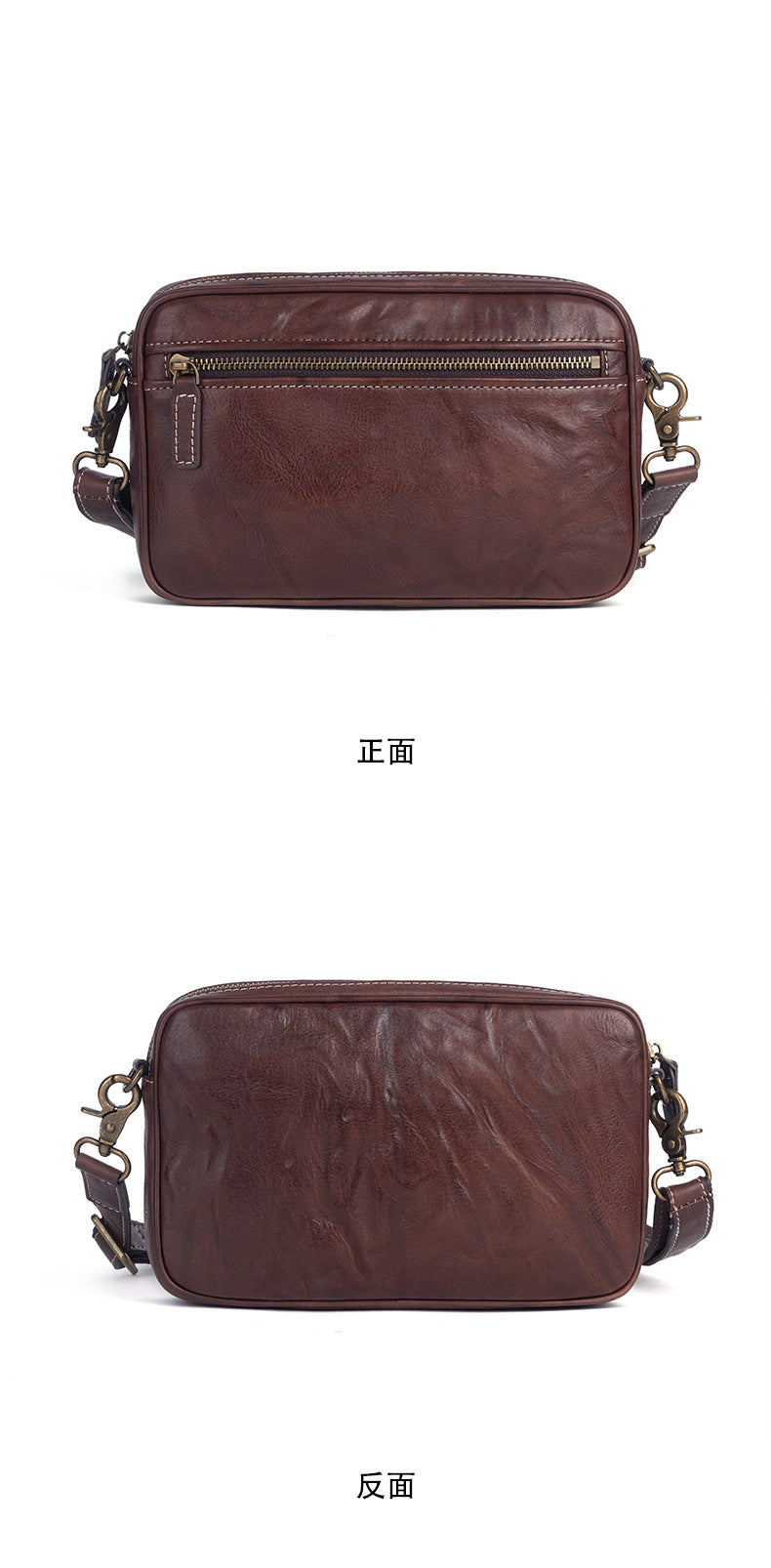 Men's Shoulder Bag Genuine Cowhide Leather Retro Crossbody Bag for Men 