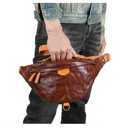 Men's Shoulder Bag Bust Bag Cowhide Genuine Leather Fashion Casual Men's Crossbody Bag 