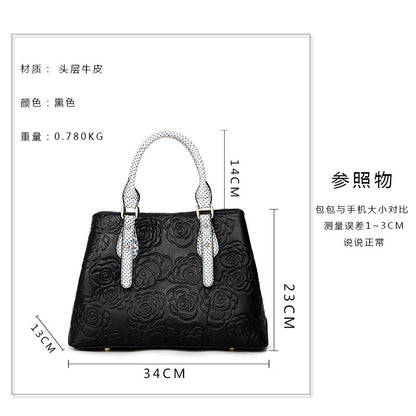 Genuine leather women's handbag trend large capacity large bag knurled cowhide shoulder bag temperament handbag.bag