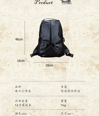 Men's backpack handmade cowhide genuine leather simple casual fashion travel bag 