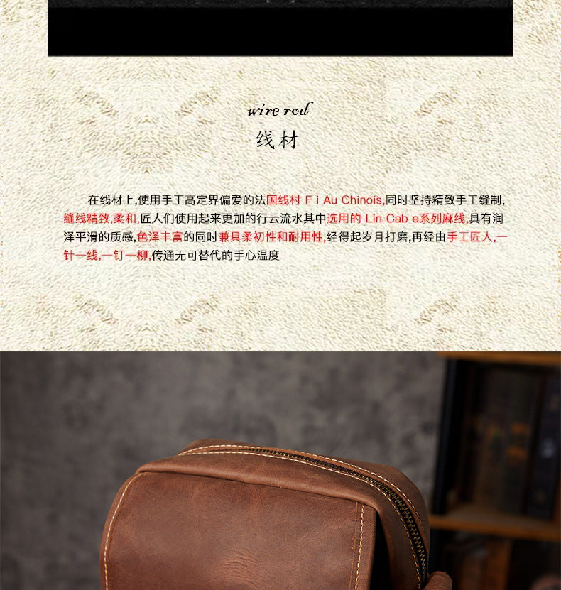 Men's Shoulder Bag Handmade Quality Genuine Cowhide Leather Crazy Horse Retro Unique Casual Fashion Crossbody Bag for Men 