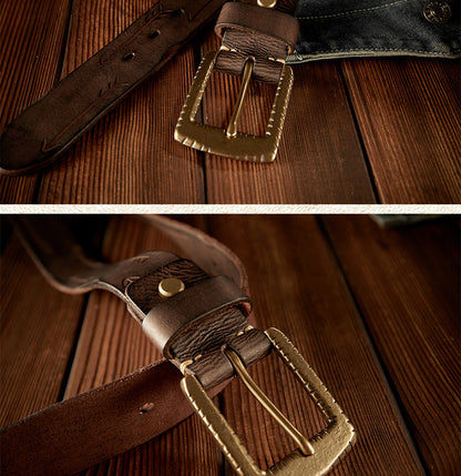 Men's Belt Handmade Vintage Genuine Cowhide Leather Needle Buckle Unique Fashion Casual Men's Belt 