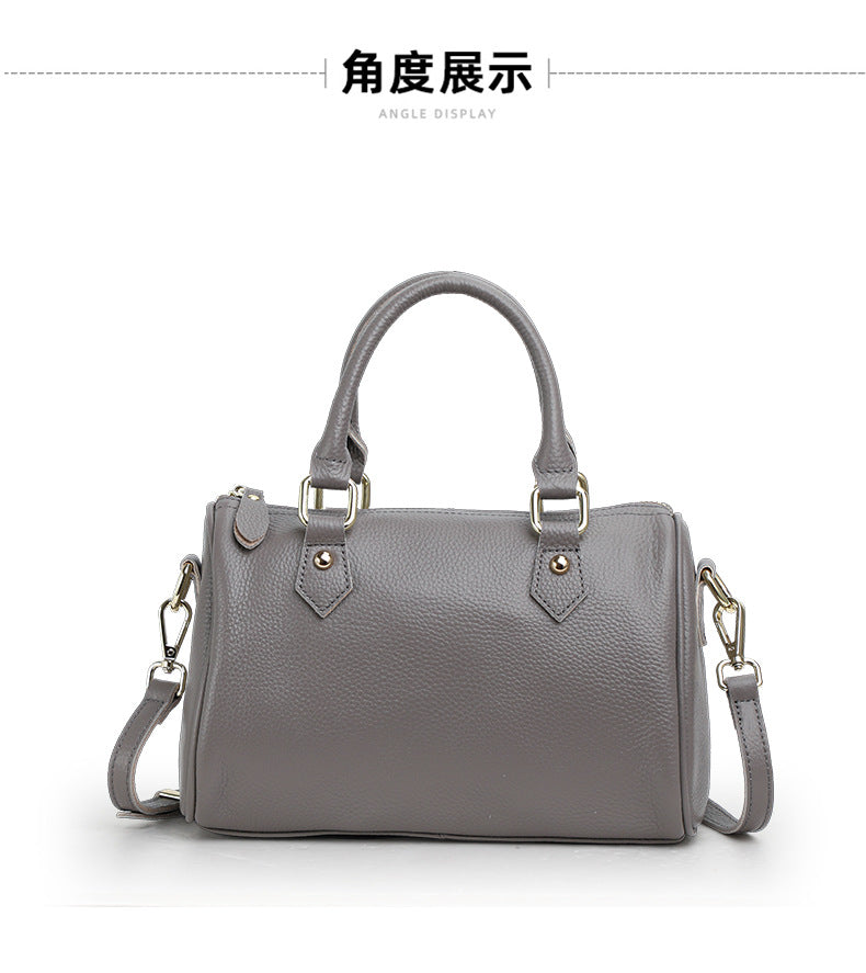 Cowhide women's bag handbag fashion Boston bag shoulder bag simple retro handbag.bag