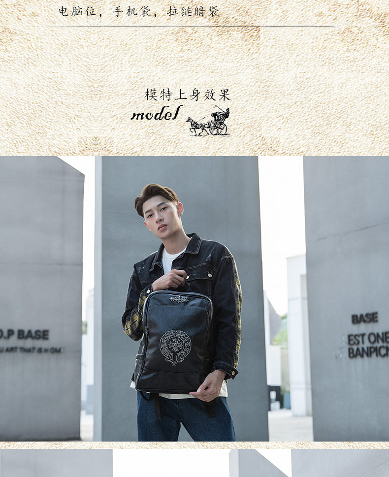 Men's Rucksack Genuine Cowhide Leather Handmade Original Unique Fashion Travel Bag for Men 