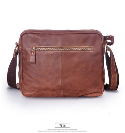 Men's Briefcase Genuine Cowhide Leather Retro Crossbody Bag Men's Shoulder Bag Computer Bag 