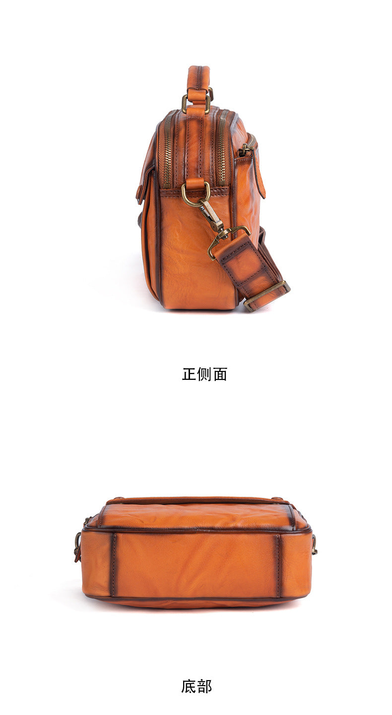 Men's Shoulder Bag Genuine Cowhide Leather Retro Handbag Men Crossbody Bag 