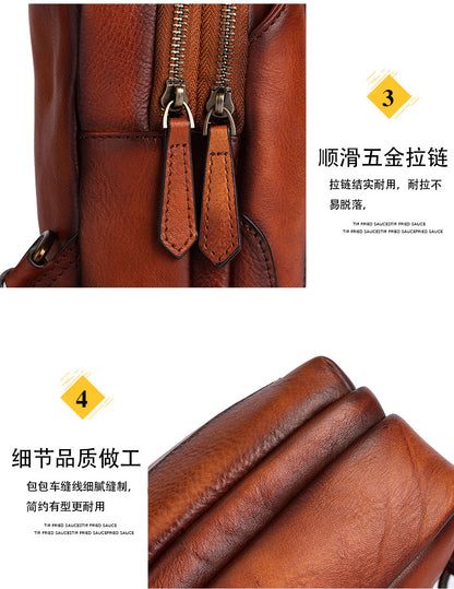 Men's bust bag Genuine cowhide leather retro casual crossbody bag for men 