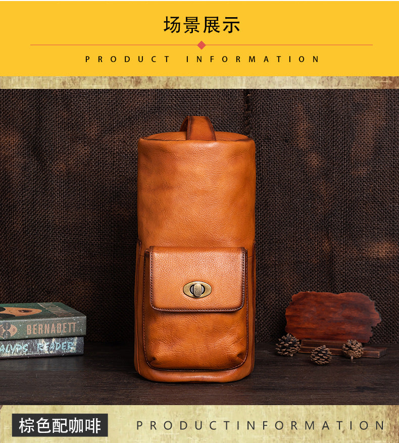 Men's bust bag Genuine cowhide leather retro fashion crossbody bag for men 