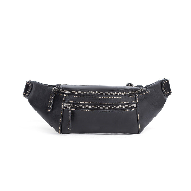 Men's Waist Pouch Cowhide Genuine Leather Retro Casual Men Bag 