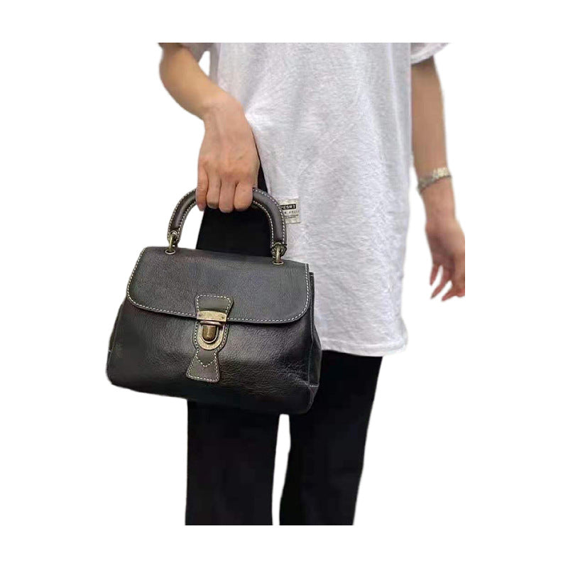 Ladies bag handbag genuine leather handmade retro cowhide shoulder bag that goes with anything simple handbag.bag 