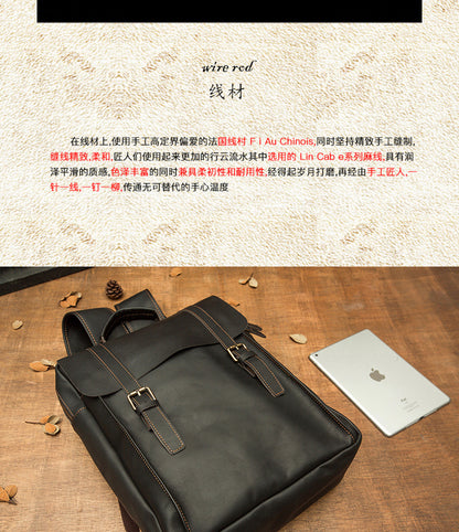 Men's backpack, handmade, quality, large capacity, genuine cowhide leather, fashion travel bag, computer bag 