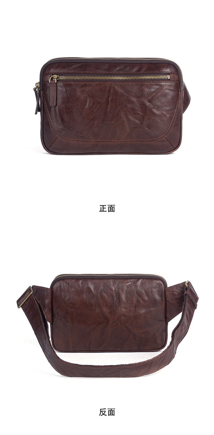 Men's Shoulder Bag Genuine Cowhide Leather Retro Crossbody Bag for Men 