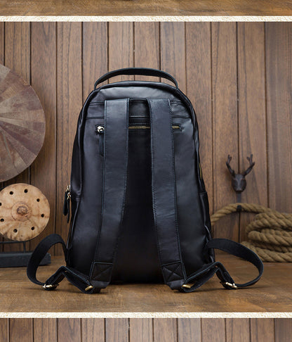 Men's backpack handmade cowhide genuine leather simple casual fashion travel bag 