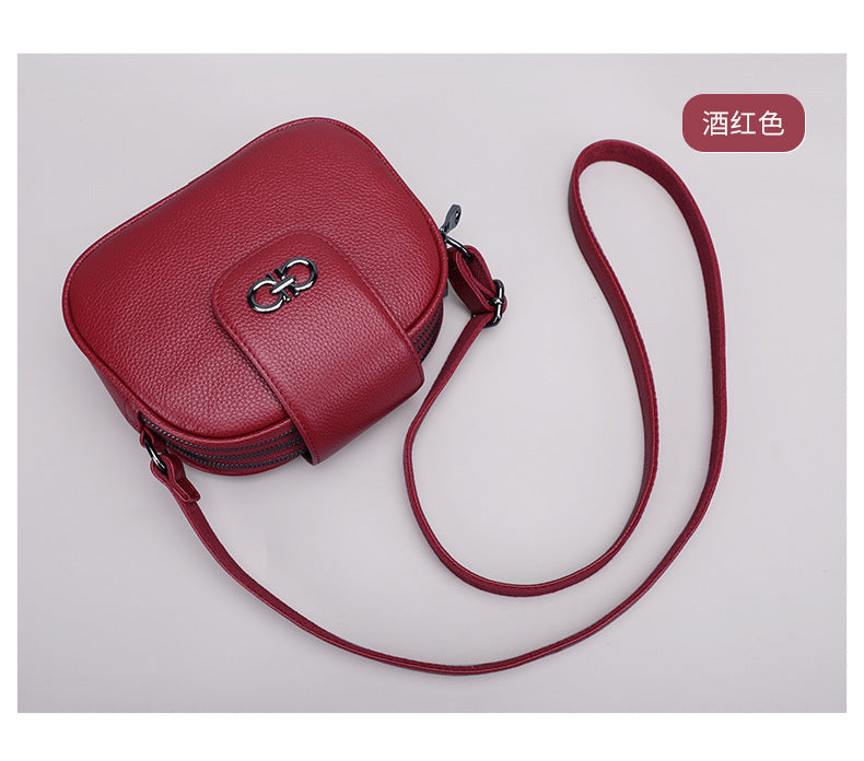 Ladies Crossbody Bag Cowhide Saddle Bag Fashion Genuine Leather Women Bag Simple Shoulder Bag.Pochette