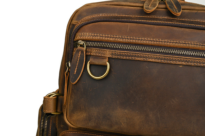 Men's backpack made of cowhide genuine leather large capacity retro casual men's business trip bag computer bag 