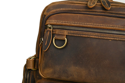 Men's backpack made of cowhide genuine leather large capacity retro casual men's business trip bag computer bag 