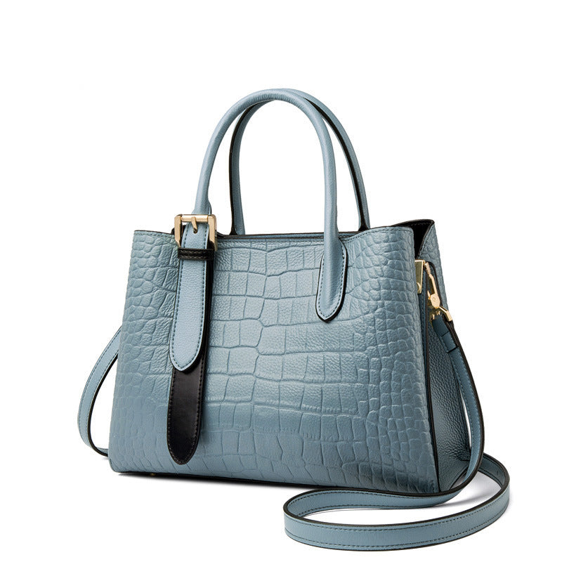 Ladies crocodile pattern commuter handbag cowhide shoulder bag retro large capacity fashion handbag.bag