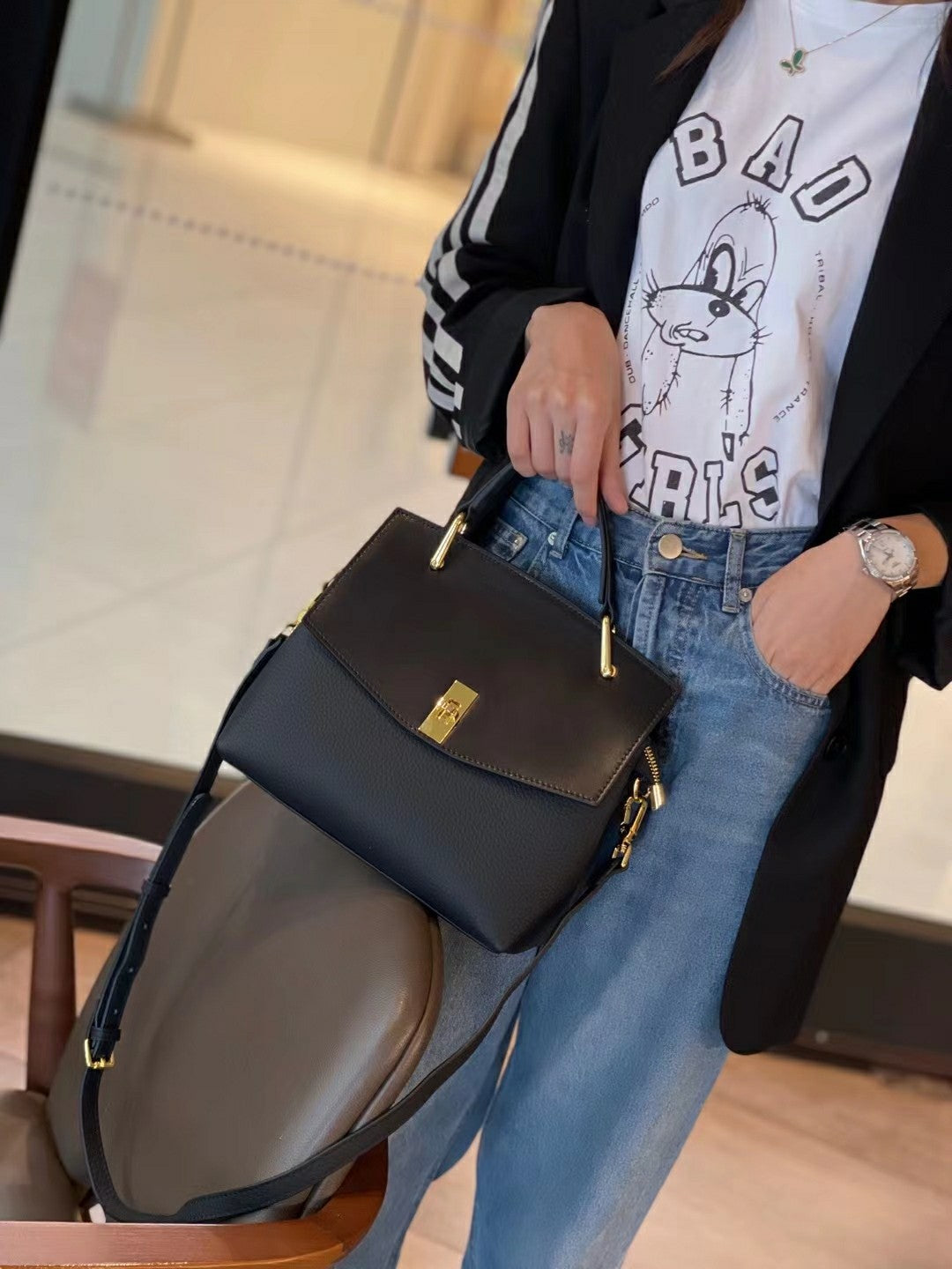 Genuine leather women's handbag Kelly bag that matches any temperament Casual Kelly bag Commuting OL shoulder bag.Pochette