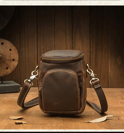 Men's Crossbody Bag Handmade Genuine Cowhide Leather Shoulder Bag Multifunctional Fashion Unique Smartphone Pouch 