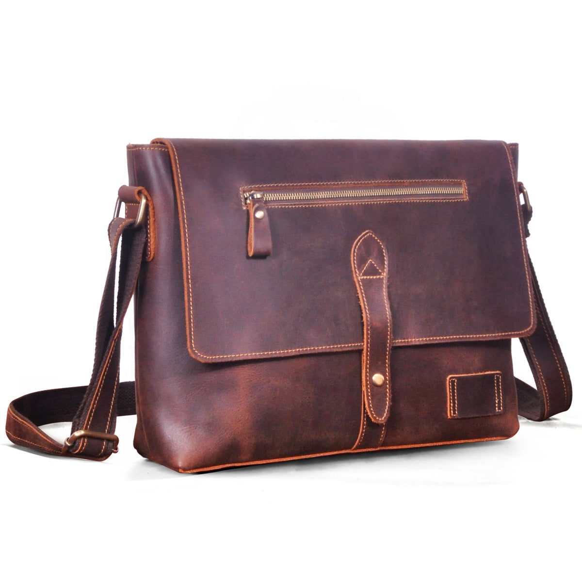 Men's Crossbody Bag Cowhide Genuine Leather Retro Men's Shoulder Bag 